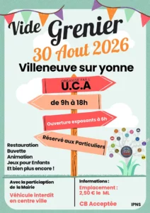Vide Grenier de l'UCA de Villeneuve sur Yonne le 30 Août 2026
